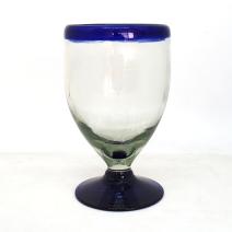 Cobalt Blue Rim 12 oz Short Stem Wine Glasses (set of 6)